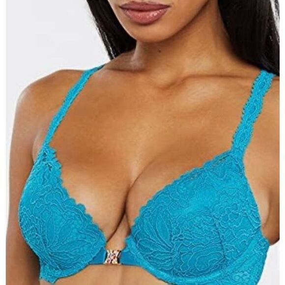 Savage X Fenty Lace Front Closure Push Up Bra 38D Laidback Blue - Picture 1 of 7